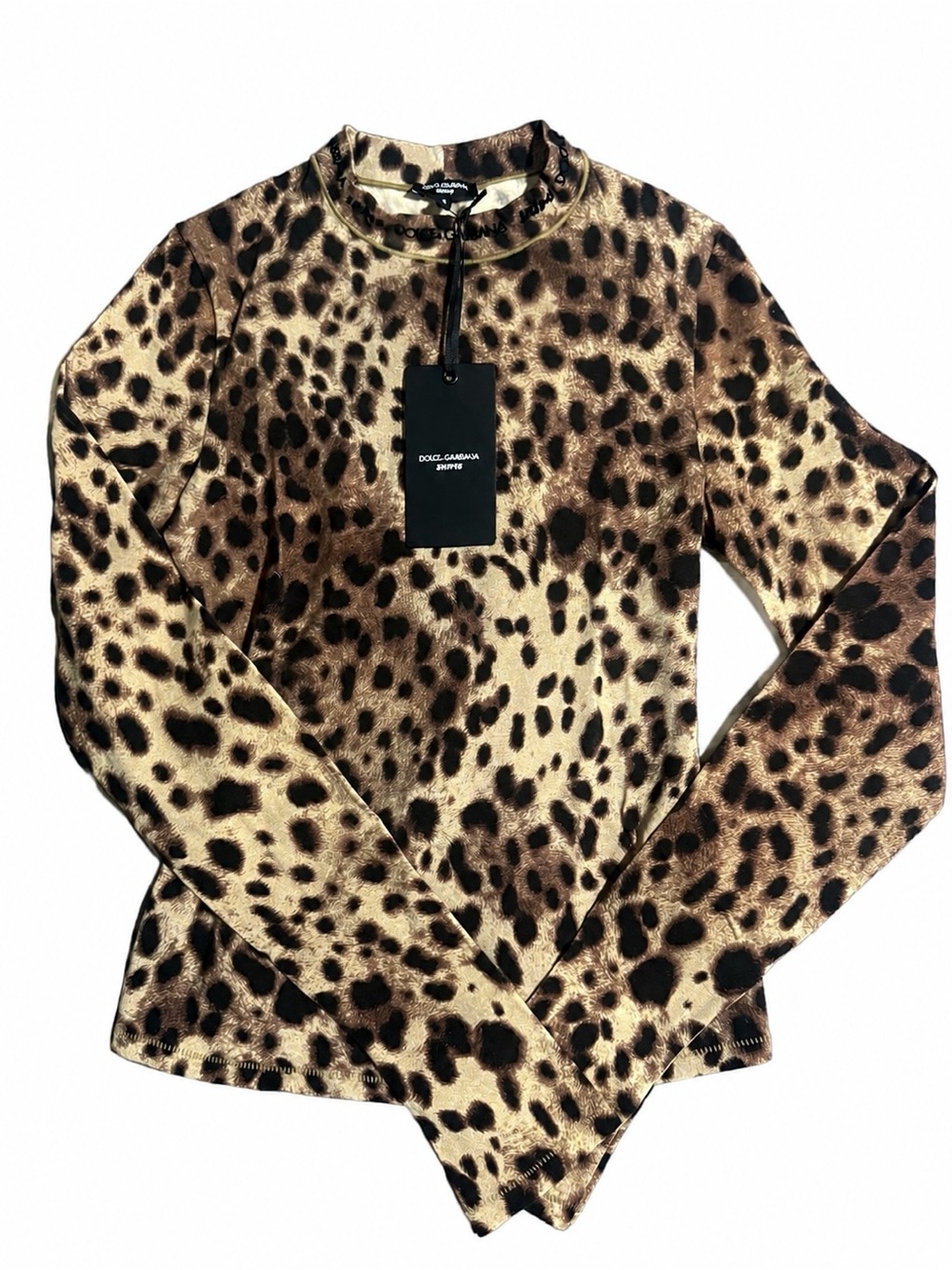 SKIMS/Dolce & Gabbana- Leopard Cotton Jersey Long Sleeve Top - Picture 2 of 4